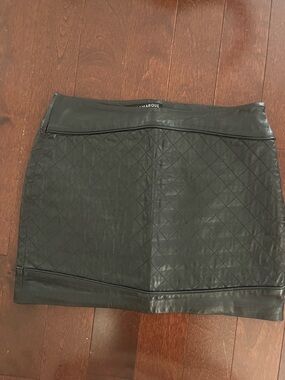 LaMarque Quilted Leather Black Mini Skirt